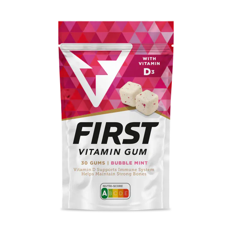 FIRST Vitamin Gum - BUBBLE MINT - Vitamin D3